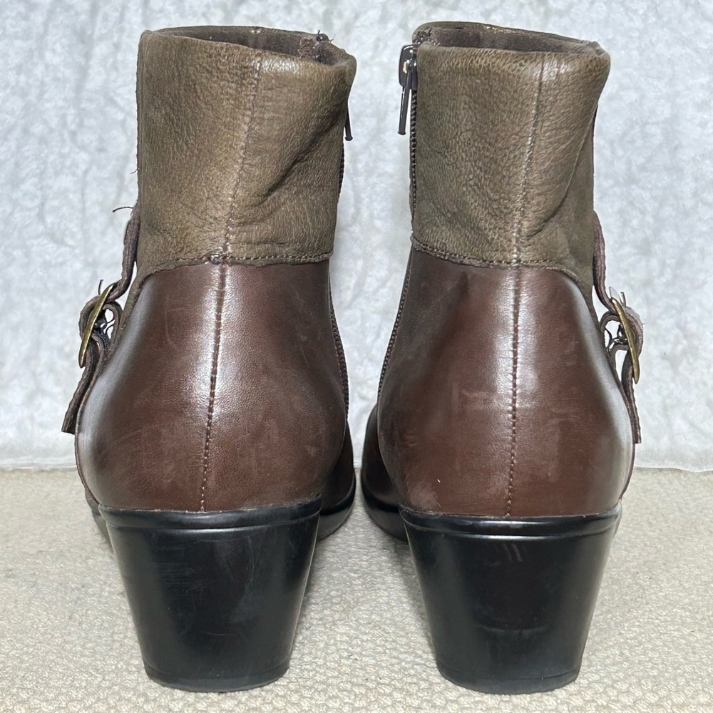 Clarks Womens Ingalls Dover 2-Tone Brown Leather/Suede Ankle Boot Shoes SZ 11M - Picture 4 of 12